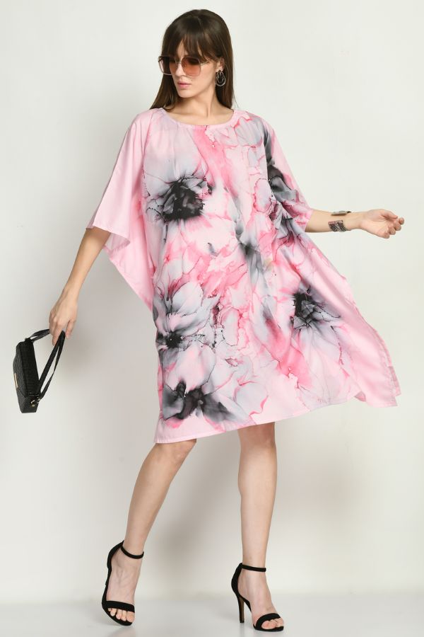 Pink Short Kaftan Dress - Navvi.in