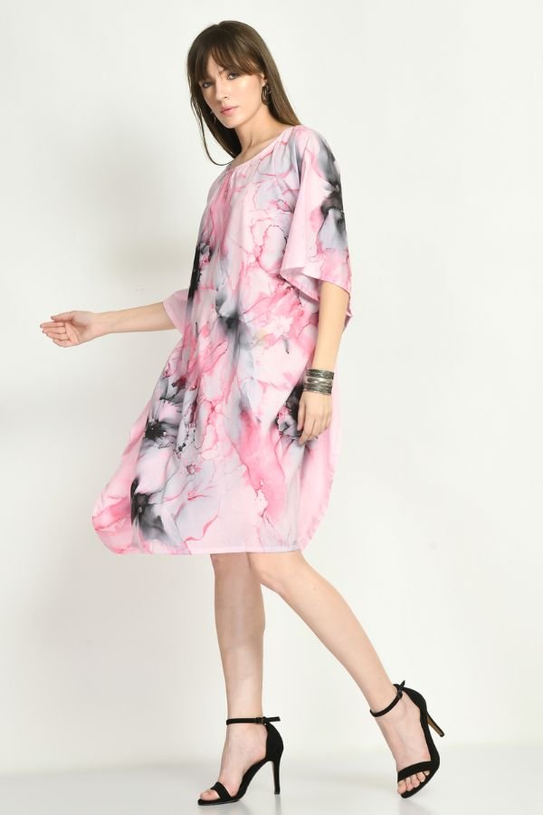 Pink Short Kaftan Dress - Navvi.in