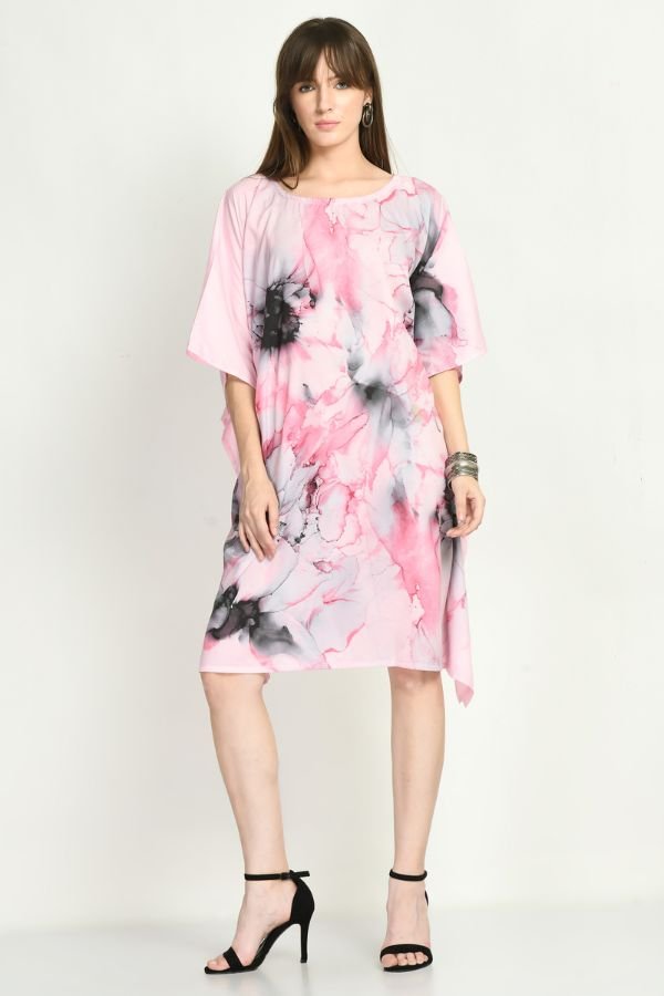 Pink Short Kaftan Dress - Navvi.in