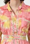 Pink Yellow Co - ord Set with Embellished Belt - Navvi.in