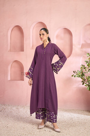 Plum Royale Tassel Sleeve Kurta Set