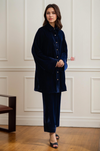 Blue Ice Velvet Kurta Set Winter wear