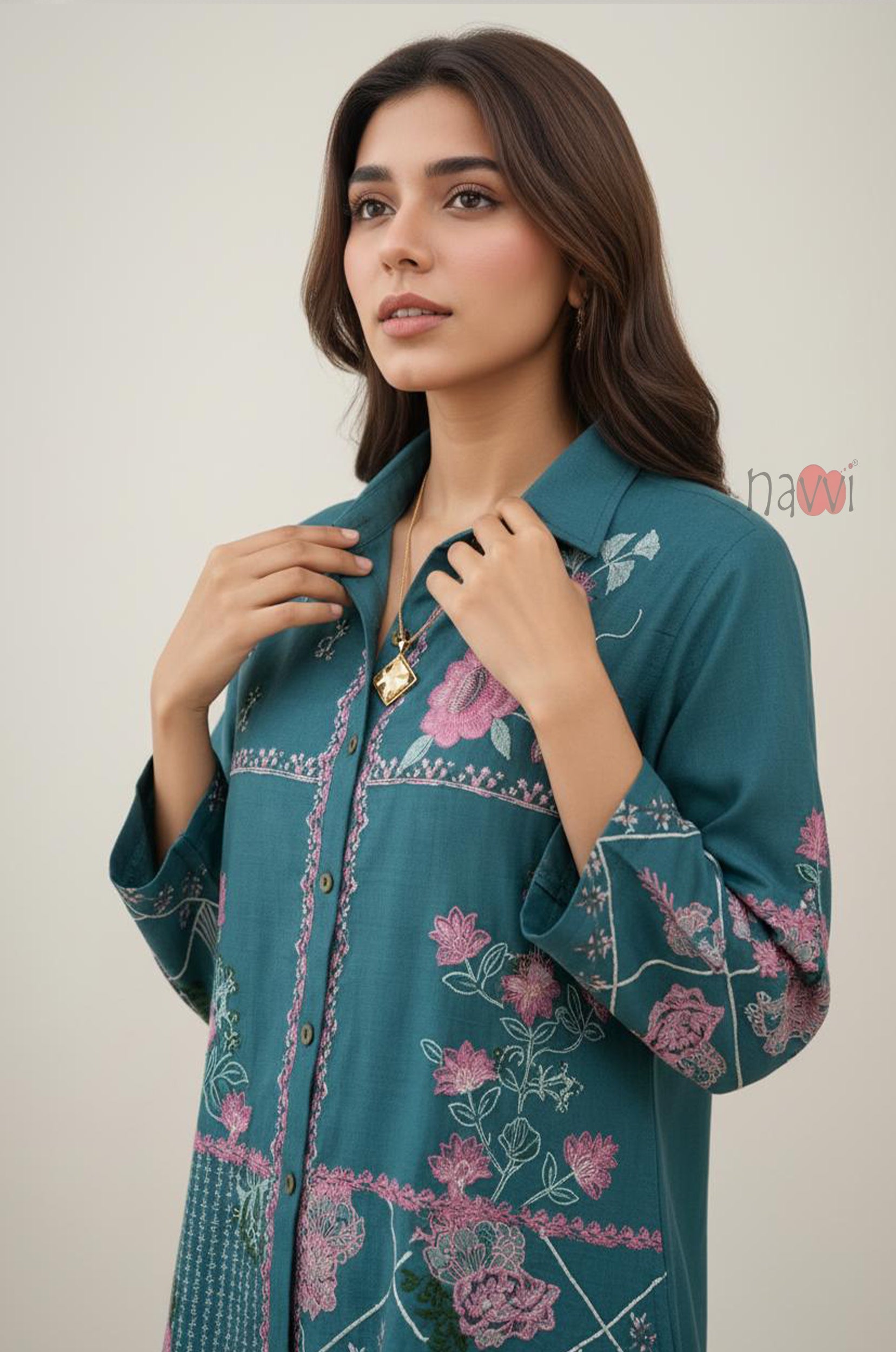 Teal Blossom Printed Co-Ord Set