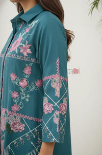 Teal Blossom Printed Co-Ord Set