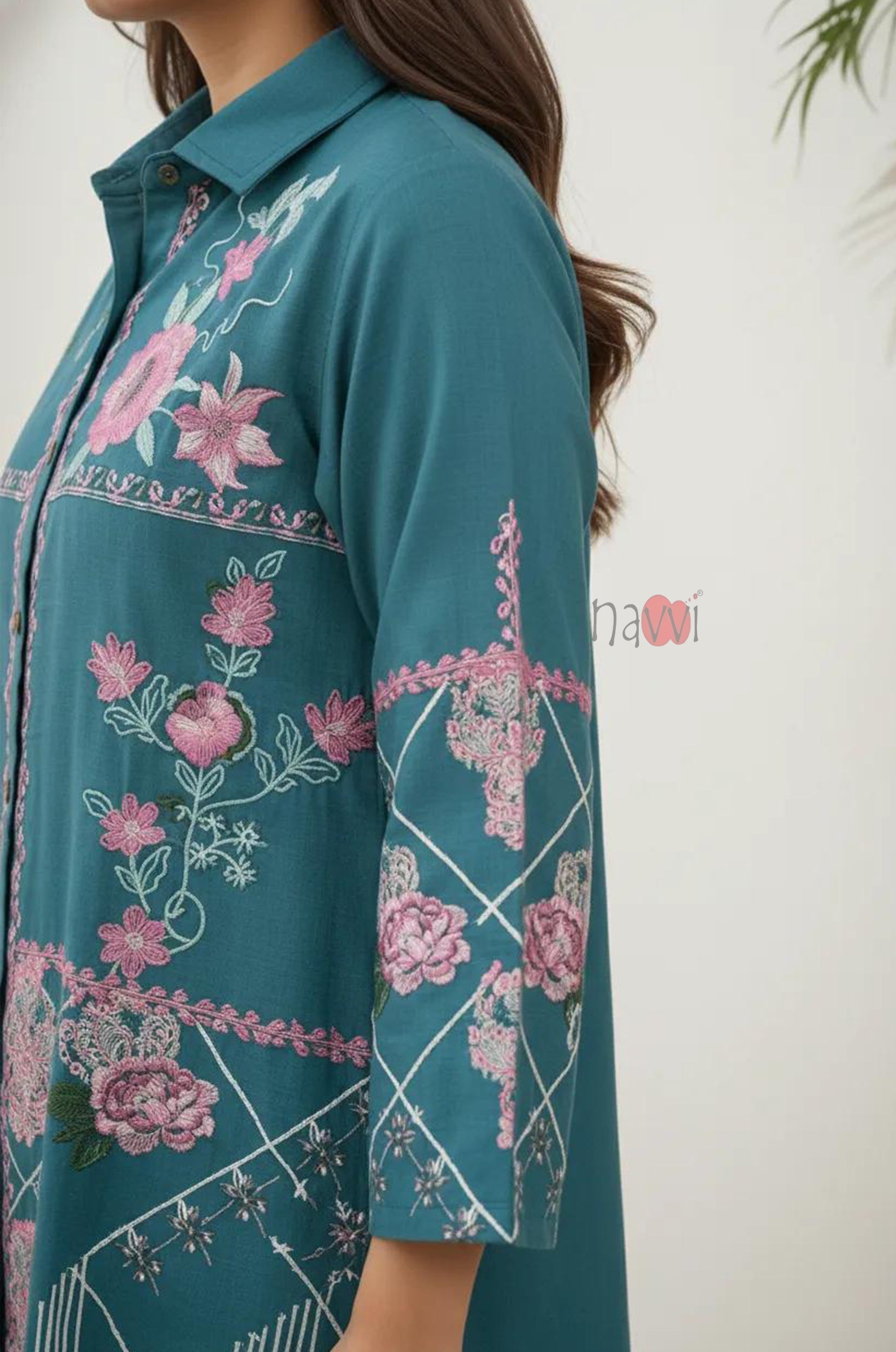 Teal Blossom Printed Co-Ord Set