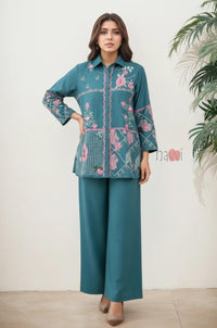 Teal Blossom Printed Co-Ord Set