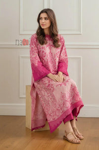Rosewood Damask Long Dress With Statement Sleeves