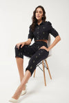 Printed Crop Top With Pant Set - Navvi.in