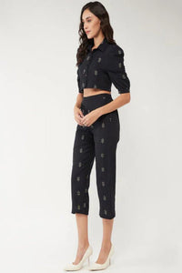 Printed Crop Top With Pant Set - Navvi.in