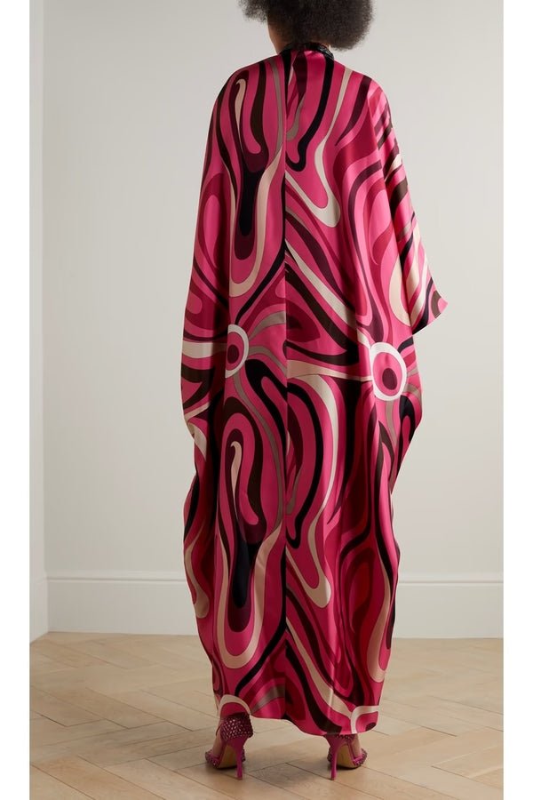 Printed Long Kaftan with Sequence Neck - Navvi.in