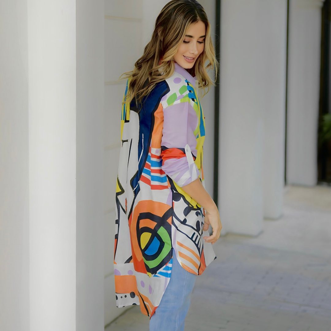 Printed Long Shirt - Navvi.in