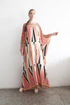 Printed Multicolour Long Kaftan Dress - Navvi.in