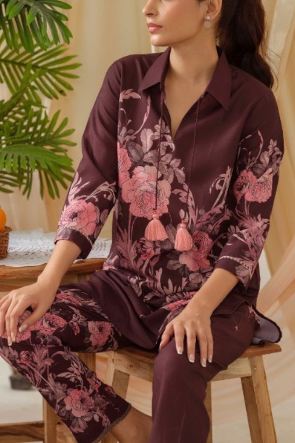 Printed Poly Linen Co - Ord Set - Navvi.in