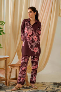 Printed Poly Linen Co - Ord Set - Navvi.in