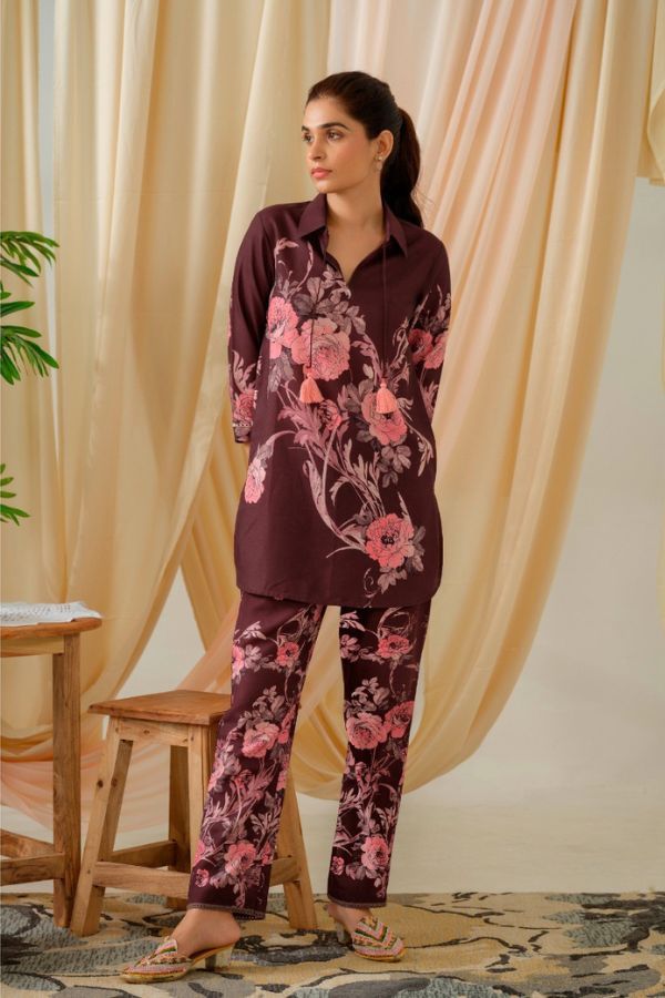Printed Poly Linen Co - Ord Set - Navvi.in