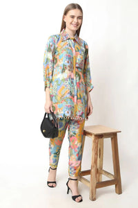 Pure Muslin Embellished Co - ord Set - Navvi.in