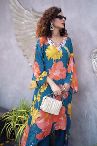 Pure Muslin Embroidered Kurta Set - Navvi.in
