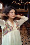 Pure Muslin Embroidered Tunic With Lace - Navvi.in