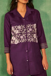Purple Embroidery Co - Ord Set With Parallel Pants - Navvi.in