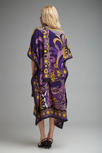 Purple Printed Kaftan - Navvi.in