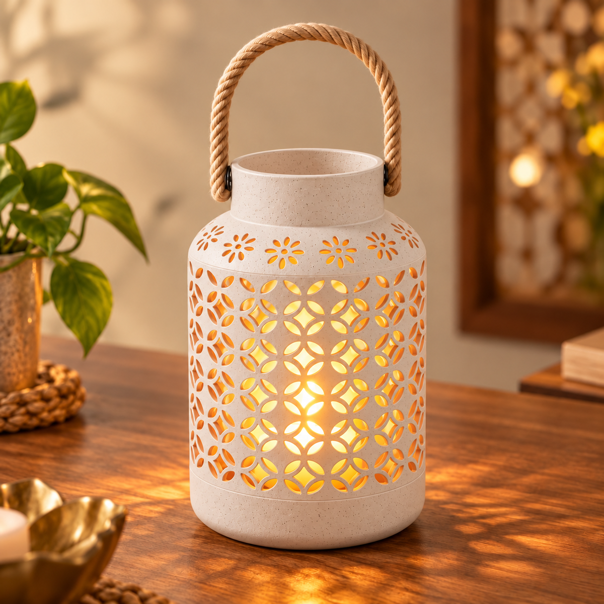 Floral Cutout Lantern Candlelight Decoration