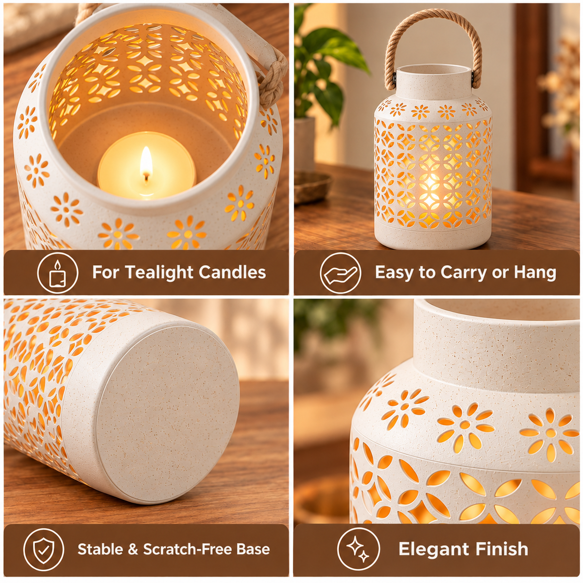 Floral Cutout Lantern Candlelight Decoration