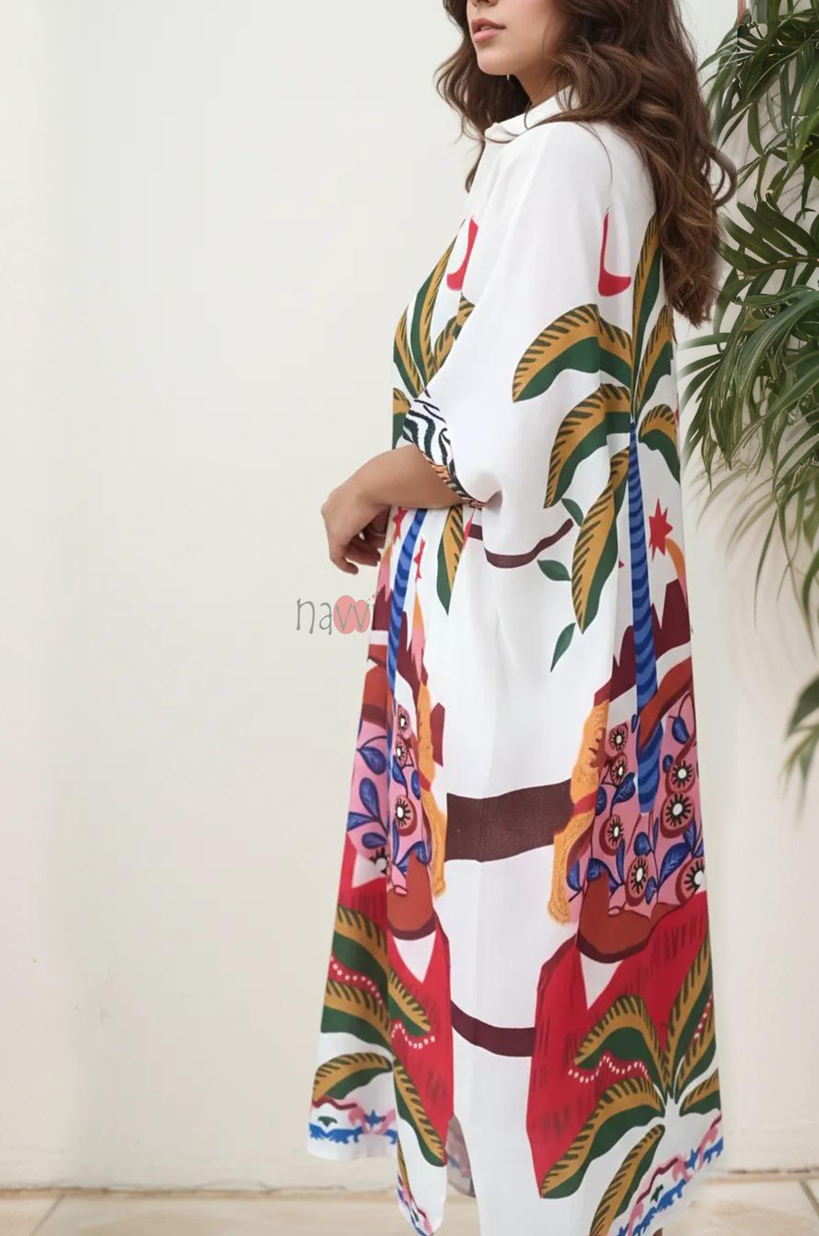 Bohemian Graphic Print Shirt Dress