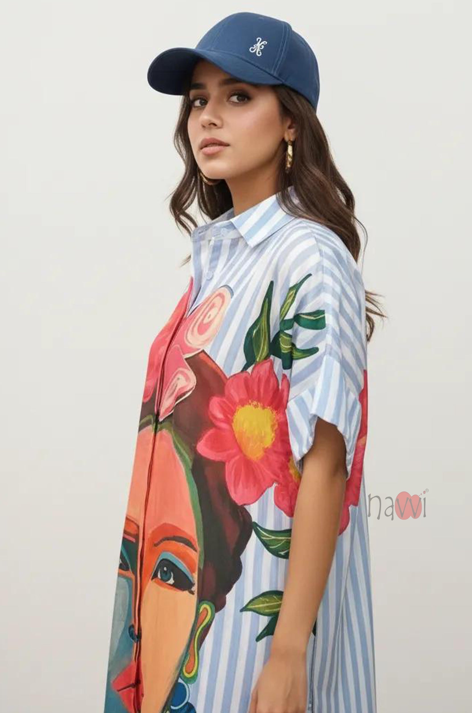 Contemporary Art Print Casual Shirt Dress