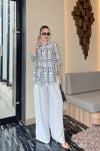 Trendy Ruffle Top & Wide-Leg Pants Co-ord Set