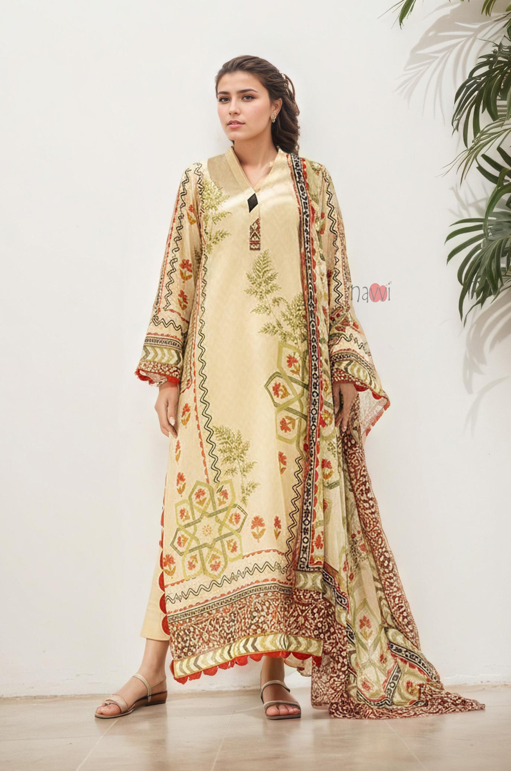 Premium Women’s Ethnic Printed Long Kurta Set with Lightweight Dupatta