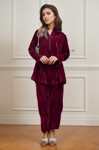 Plush Red Velvet Lounge Co-Ord