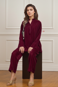 Plush Red Velvet Lounge Co-Ord