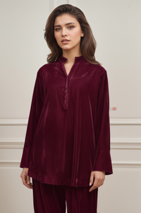 Plush Red Velvet Lounge Co-Ord