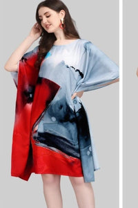 Red and Blue Watercolour Pattern Kaftan - Navvi.in