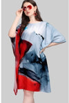 Red and Blue Watercolour Pattern Kaftan - Navvi.in