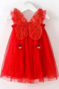 Red Butterfly Summer Party Dress - Navvi.in