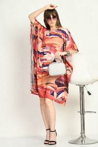 Red Check Short Kaftan Dress - Navvi.in