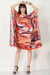 Red Check Short Kaftan Dress - Navvi.in