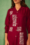 Red Co - Ord Set With Parallel Pants - Navvi.in