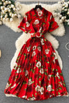 Red Floral Maxi Dress - Navvi.in