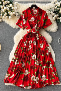 Red Floral Maxi Dress - Navvi.in