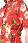 Red Floral Maxi Dress - Navvi.in