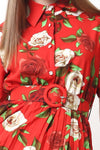 Red Floral Maxi Dress - Navvi.in