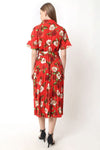 Red Floral Maxi Dress - Navvi.in