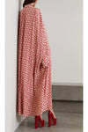 Red Geometric Printed Long Kaftan - Navvi.in