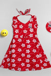 Red Printed Floral Summer Dress - Navvi.in
