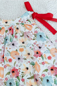 Red Ribbon Tie Chiffon Summer Dress - Navvi.in