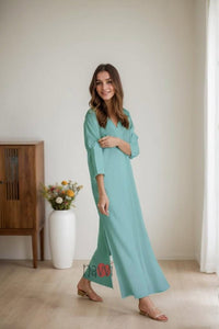 Relaxed V - Neck Co - ord set - Navvi.in
