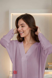 Relaxed V - Neck Co - ord set - Navvi.in