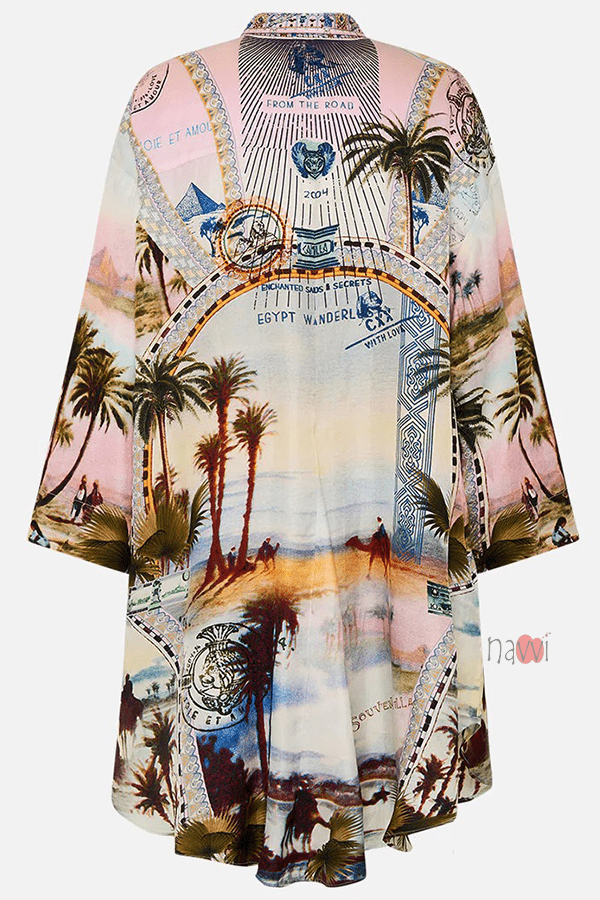 Resort Wear Palm Print Shirt Dress - Navvi.in
